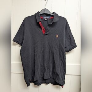 U.S. Polo Assn. Luxury Feel Men's Polo Shirt in Black and Red, Large